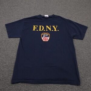 Murina Shirt Mens Large Blue FDNY New York Fire Dept Graphic Tee Made USA